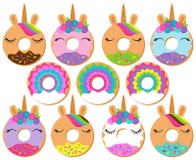 Ensemble de vecteur de butées toriques orientées de licorne et d'arc-en-ciel illustration stock Ensemble de vecteur de butées toriques orientées de licorne et d'arc-en-ciel illustration stock