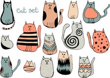 Ensemble de vecteur de chats mignons de bande dessinée Collection de chatons de griffonnage illustration de vecteur Ensemble de vecteur de chats mignons de bande dessinée Collection de chatons de griffonnage illustration de vecteur