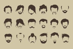 Ensemble de vecteur cheveux, moustache, barbe illustration stock Ensemble de vecteur cheveux, moustache, barbe illustration stock