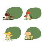 Ensemble de vecteur d'autocollants avec des champignons de bande dessinée illustration de vecteur Ensemble de vecteur d'autocollants avec des champignons de bande dessinée illustration de vecteur
