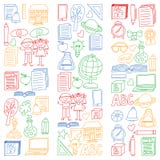 Ensemble de vecteur de nouveau à icônes d'école dans le style de griffonnage Peint, coloré, images sur un morceau de papier sur l illustration de vecteur Ensemble de vecteur de nouveau à icônes d'école dans le style de griffonnage Peint, coloré, images sur un morceau de papier sur l illustration de vecteur