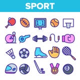 Ensemble lin?aire d'ic?nes de vecteur d'?quipement de jeux de sports illustration de vecteur Ensemble lin?aire d'ic?nes de vecteur d'?quipement de jeux de sports illustration de vecteur