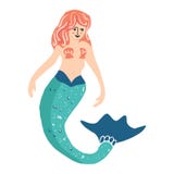 Ensemble magique mignon de motif d'illustration de vecteur de bande dessinée de sirène Clipart marin d'isolement tir? par la main illustration libre de droits Ensemble magique mignon de motif d'illustration de vecteur de bande dessinée de sirène Clipart marin d'isolement tir? par la main illustration libre de droits