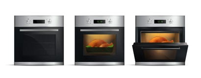 Ensemble réaliste de fours de cuisine illustration stock Ensemble réaliste de fours de cuisine illustration stock