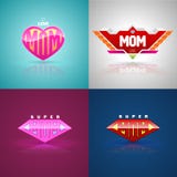 Ensemble superbe drôle de logo de maman illustration libre de droits Ensemble superbe drôle de logo de maman illustration libre de droits