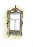 Ensemble tiré par la main de fenêtre de cru de dessins de trame illustration stock Ensemble tiré par la main de fenêtre de cru de dessins de trame illustration stock