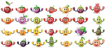 Ensembles de visages de fruit Photos libres de droits Ensembles de visages de fruit Photos libres de droits