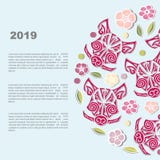Entourez le concept la tête avec de verrat ` s ou de ` s de porc avec des fleurs illustration stock Entourez le concept la tête avec de verrat ` s ou de ` s de porc avec des fleurs illustration stock