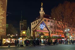 Entrance to the Christmas market at the Schillerplatz square in Stuttgart, Germany