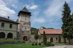 Entrance tower of Studenica monastery, 12th-century Serbian orthodox monastery located near city of Kraljevo, Serbia royalty free stock photography Entrance tower of Studenica monastery, 12th-century Serbian orthodox monastery located near city of Kraljevo, Serbia royalty free stock photography