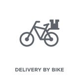entrega pelo ícone da bicicleta da entrega e da coleção logística ilustração do vetor entrega pelo ícone da bicicleta da entrega e da coleção logística ilustração do vetor