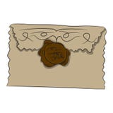Envelope with seal. Vector illustration. Drawing by hand. royalty free illustration Envelope with seal. Vector illustration. Drawing by hand. royalty free illustration