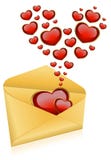 Envelopes With Red Hearts Stock Photos