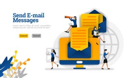 Enviando correos electrónicos y los artículos de punta a punta los sobres y el concepto del ejemplo del vector de los ordenadores ilustración del vector Enviando correos electrónicos y los artículos de punta a punta los sobres y el concepto del ejemplo del vector de los ordenadores ilustración del vector