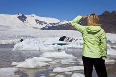 Environmental Concept Woman With Melting Glacier Stock Images Environmental Concept Woman With Melting Glacier Stock Images