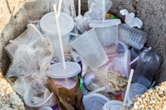 Environmental unfriendly non-biodegradable PVC containers and st royalty free stock photos Environmental unfriendly non-biodegradable PVC containers and st royalty free stock photos