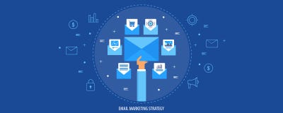 Envoyez la stratégie marketing, campagne de marketing de bulletin d'information, concept de logiciel de la livraison d'email Bann illustration stock Envoyez la stratégie marketing, campagne de marketing de bulletin d'information, concept de logiciel de la livraison d'email Bann illustration stock