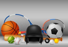 Equipamento de esporte com cor branca e cinzenta do fundo ilustração do vetor Equipamento de esporte com cor branca e cinzenta do fundo ilustração do vetor
