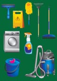 Equipamento de limpeza e coleção realística dos ícones dos acessórios ilustração do vetor Equipamento de limpeza e coleção realística dos ícones dos acessórios ilustração do vetor