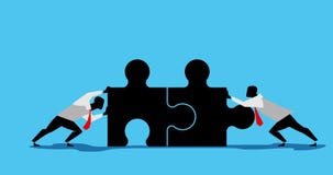 Equipe dos homens de negócios da animação dois que trabalha no fundo de tela azul Equipe dos homens de negócios da animação dois que trabalha no fundo de tela azul