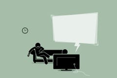 Equipe a tevê de observação e o assento em um sofá do sofá ilustração do vetor Equipe a tevê de observação e o assento em um sofá do sofá ilustração do vetor