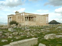 Erechtheum lub Erechtheion, Antyczna Jońska świątynia na akropolu Ateny Fotografia Royalty Free Erechtheum lub Erechtheion, Antyczna Jońska świątynia na akropolu Ateny Fotografia Royalty Free