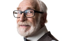 Erfreute tragende Brillen des alten Mannes stockbild Erfreute tragende Brillen des alten Mannes stockbild