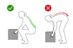 Ergonomico - posizione corretta di una donna per sollevare disegno a tratteggio pesante dell'oggetto illustrazione di stock Ergonomico - posizione corretta di una donna per sollevare disegno a tratteggio pesante dell'oggetto illustrazione di stock