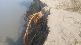 Eroderad Indus River banksikt royaltyfri foto Eroderad Indus River banksikt royaltyfri foto