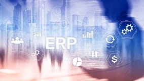 ERP system, Enterprise resource planning on blurred background. Business automation and innovation concept royalty free stock photography ERP system, Enterprise resource planning on blurred background. Business automation and innovation concept royalty free stock photography