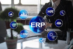 ERP - Ресурс предприятия планируя корпоративную концепцию системы на виртуальном экране стоковые фотографии rf ERP - Ресурс предприятия планируя корпоративную концепцию системы на виртуальном экране стоковые фотографии rf