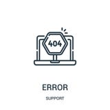 error icon vector from support collection. Thin line error outline icon vector illustration. Linear symbol for use on web and royalty free illustration error icon vector from support collection. Thin line error outline icon vector illustration. Linear symbol for use on web and royalty free illustration