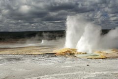 Erupting Geyser At Yellowstone National Park. Royalty Free Stock Images