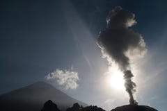 Erupting Santiaguito with Santa Maria Volcano Royalty Free Stock Image Erupting Santiaguito with Santa Maria Volcano Royalty Free Stock Image