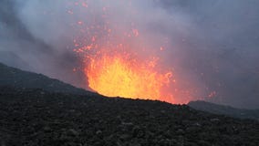 Eruption active Tolbachik Volcano on Kamchatka. Russia, Far East