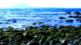 Es ist sch?ne blaue Seelandschaft von Udo von Jeju-Insel lizenzfreie stockbilder Es ist sch?ne blaue Seelandschaft von Udo von Jeju-Insel lizenzfreie stockbilder