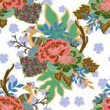 Esbo?o sem emenda do ouro do teste padr?o do vintage com o guache floral tradicional ex?tico da aquarela do teste padr?o do p?ssa ilustração do vetor Esbo?o sem emenda do ouro do teste padr?o do vintage com o guache floral tradicional ex?tico da aquarela do teste padr?o do p?ssa ilustração do vetor
