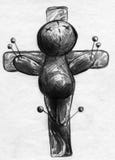 Esboço crucificado da boneca do vudu ilustração stock Esboço crucificado da boneca do vudu ilustração stock