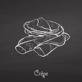 Esboço do alimento de Crêpe no quadro ilustração stock Esboço do alimento de Crêpe no quadro ilustração stock