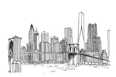 Esboço do vetor da skyline de New York ilustração stock Esboço do vetor da skyline de New York ilustração stock