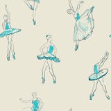 Esboço do vetor do teste padrão sem emenda da bailarina das meninas ilustração royalty free Esboço do vetor do teste padrão sem emenda da bailarina das meninas ilustração royalty free