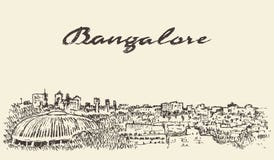 Esboço tirado ilustração da Índia da skyline de Bangalore ilustração stock Esboço tirado ilustração da Índia da skyline de Bangalore ilustração stock