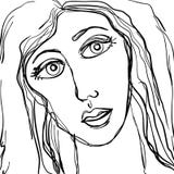 Esboço triste abstrato da face da mulher ilustração stock Esboço triste abstrato da face da mulher ilustração stock