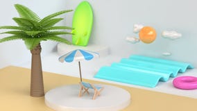 Escena blanca 3d de la historieta del estilo de la playa abstracta del mar rendir imágenes de archivo libres de regalías Escena blanca 3d de la historieta del estilo de la playa abstracta del mar rendir imágenes de archivo libres de regalías