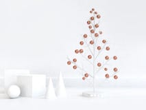 Escena blanca 3d del árbol de navidad de cobre abstracto rendir ilustración del vector Escena blanca 3d del árbol de navidad de cobre abstracto rendir ilustración del vector