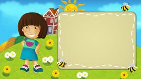 Escena con un niño - marco de la naturaleza ilustración del vector Escena con un niño - marco de la naturaleza ilustración del vector