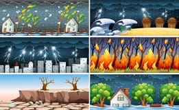 Escenas del desastre natural ilustración del vector Escenas del desastre natural ilustración del vector