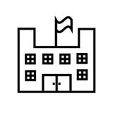 Escola com um vetor do ícone da bandeira isolada no fundo branco, escola com um sinal da bandeira, símbolo linear e elementos do ilustração royalty free Escola com um vetor do ícone da bandeira isolada no fundo branco, escola com um sinal da bandeira, símbolo linear e elementos do ilustração royalty free