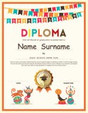 A escola primária pré-escolar caçoa o fundo do certificado do diploma ilustração stock A escola primária pré-escolar caçoa o fundo do certificado do diploma ilustração stock
