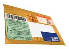 Escolha o envelope amarelo (cn22 formulário), pacote do correio Imagem de Stock